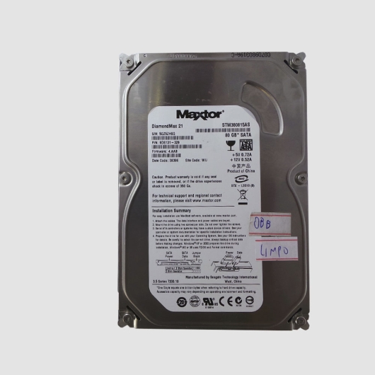 HD 80GB SATA MAXTOR STM380815AS HD 80GB SATA MAXTOR STM380815AS