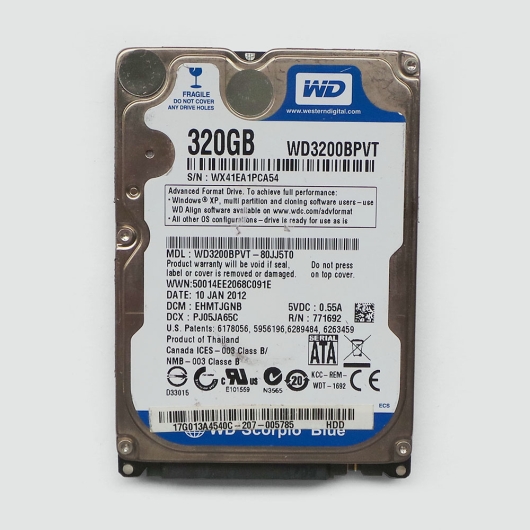HD NOTEBOOK 320GB SATA WD WD3200B9VT