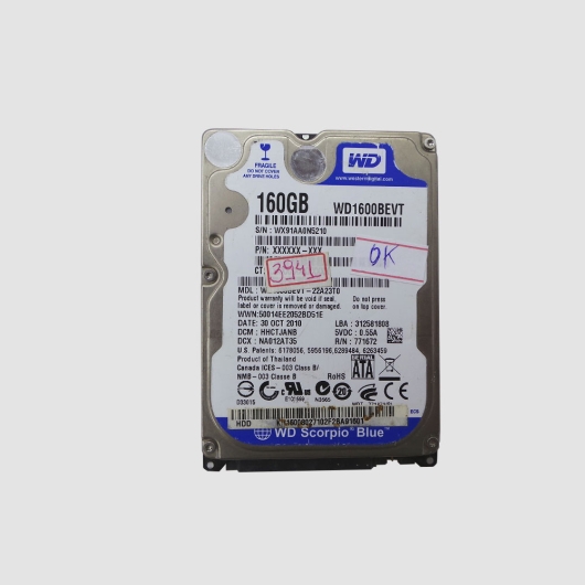 HD NOTEBOOK 160GB SATA WESTERN DIGITAL WD1600BEVT HD NOTEBOOK 160GB SATA WESTERN DIGITAL WD1600BEVT