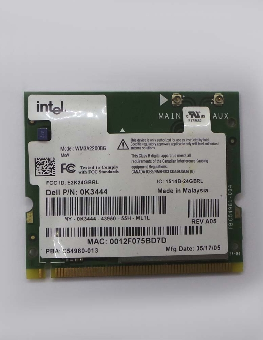 Placa Wifi INTEL DELL LATITUDE PP10S 0K3444 Placa Wifi INTEL DELL LATITUDE PP10S 0K3444