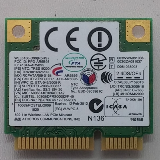 Placa Wireless ATHEROS WLL6160-D99 ORIGINAL SAMSUNG R430 