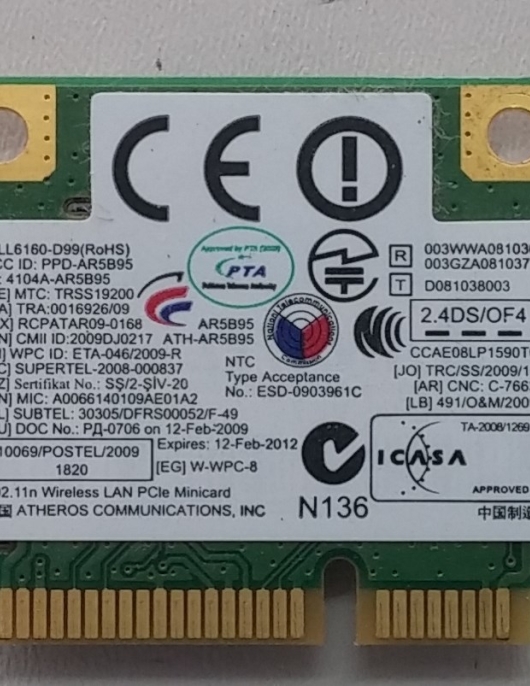 PLACA WIRELESS ATHEROS SAMSUNG NP270ESE BA92-08418A