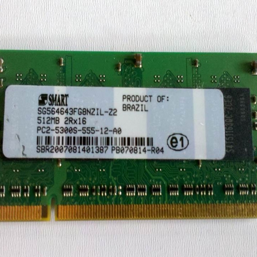 MEMORIA P/NOTEBOOK DDR2 512MB 667 SMART MEMORIA P/NOTEBOOK DDR2 512MB 667 SMART