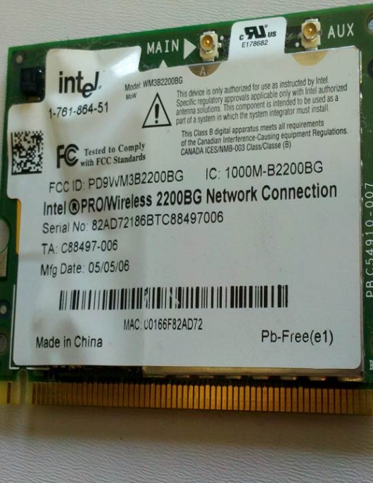 PLACA WIRELESS NOTEBOOK INTEL WM3B2200BG PLACA WIRELESS NOTEBOOK INTEL WM3B2200BG