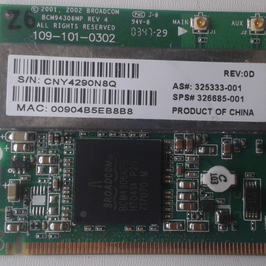 HP Wireless Mini PCI 54g W450 HP Wireless Mini PCI 54g W450